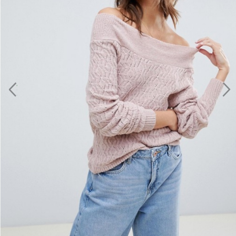 ASOS Pink Off the Shoulder Sweater
